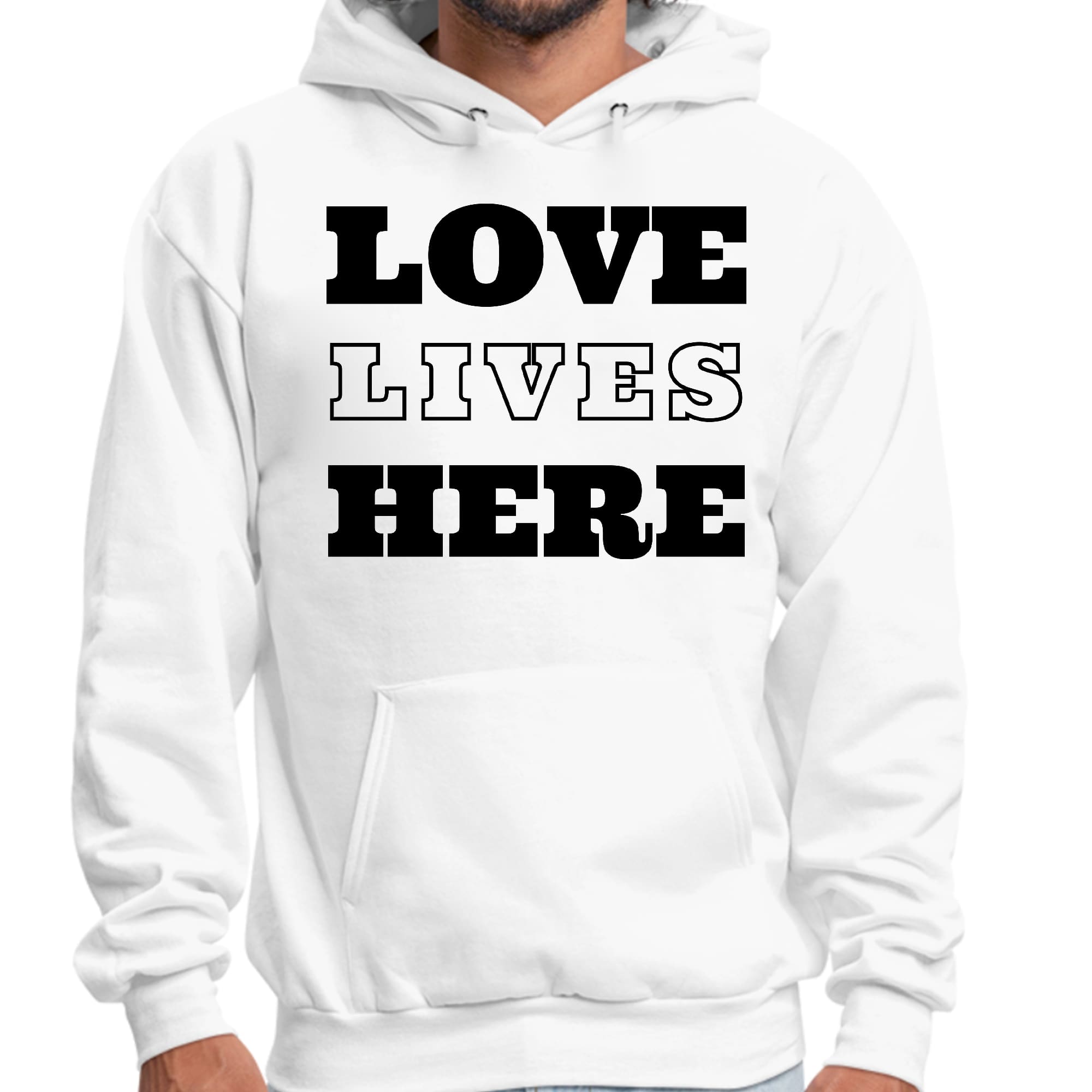 Mens Graphic Hoodie Love Lives Here - P's One-Stop Shop 