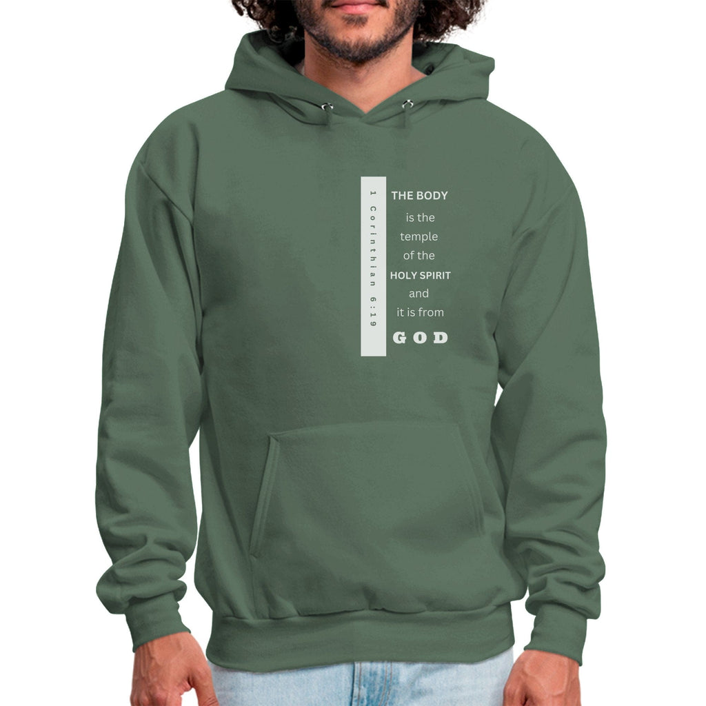 Mens Graphic Hoodie - the Body is the Temple of the Holy Spirit - P's One-Stop Shop 