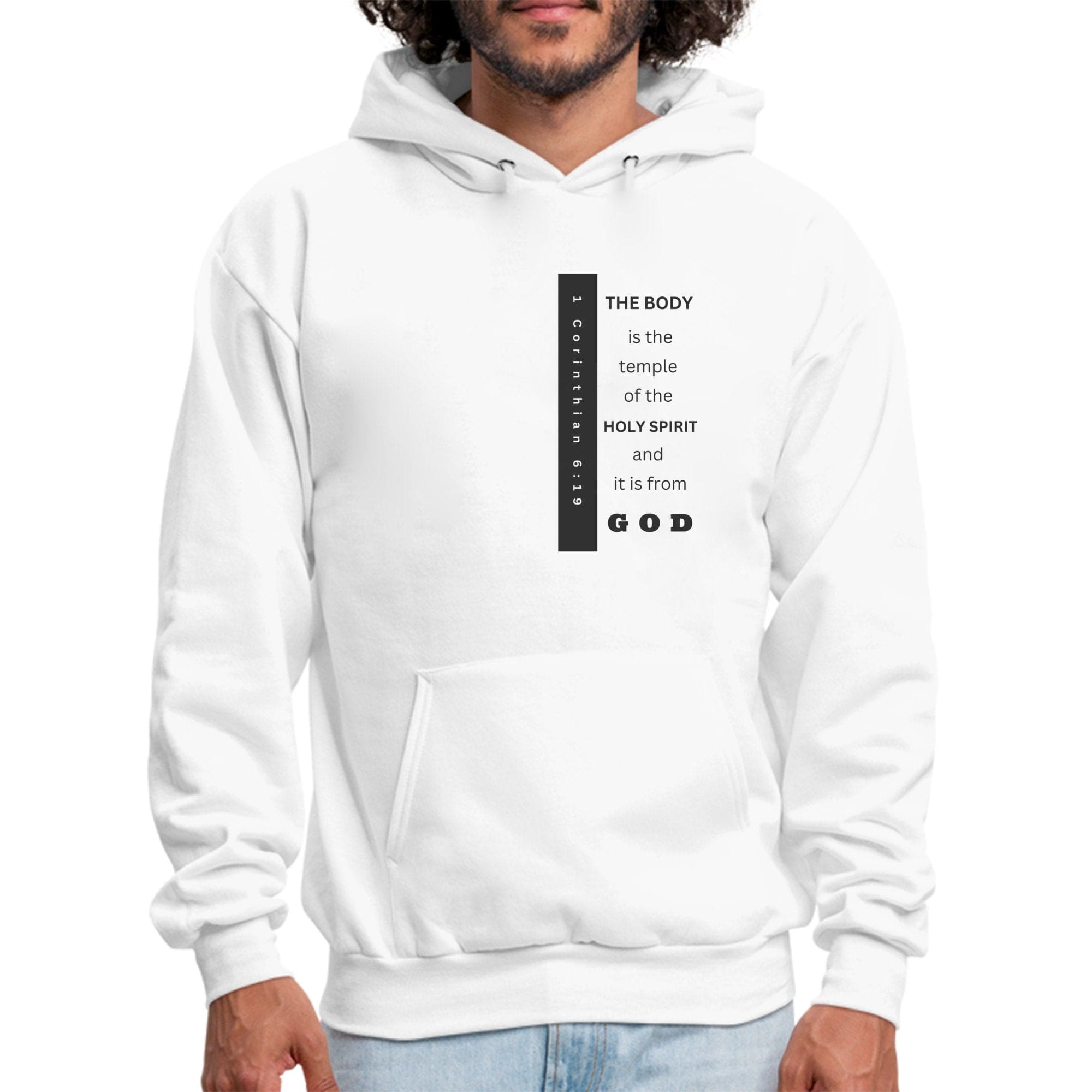 Mens Graphic Hoodie - the Body is the Temple of the Holy Spirit - P's One-Stop Shop 