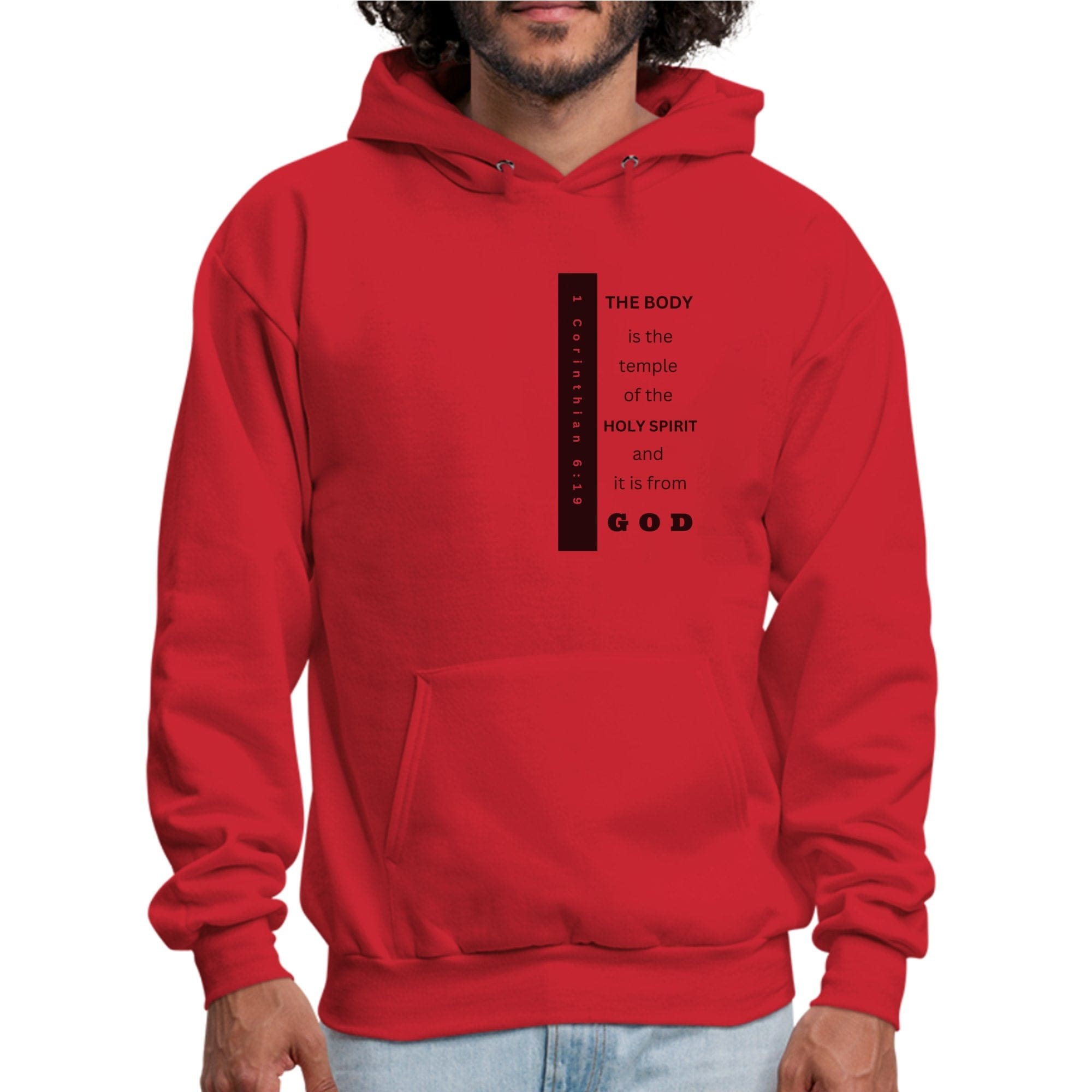 Mens Graphic Hoodie - the Body is the Temple of the Holy Spirit - P's One-Stop Shop 