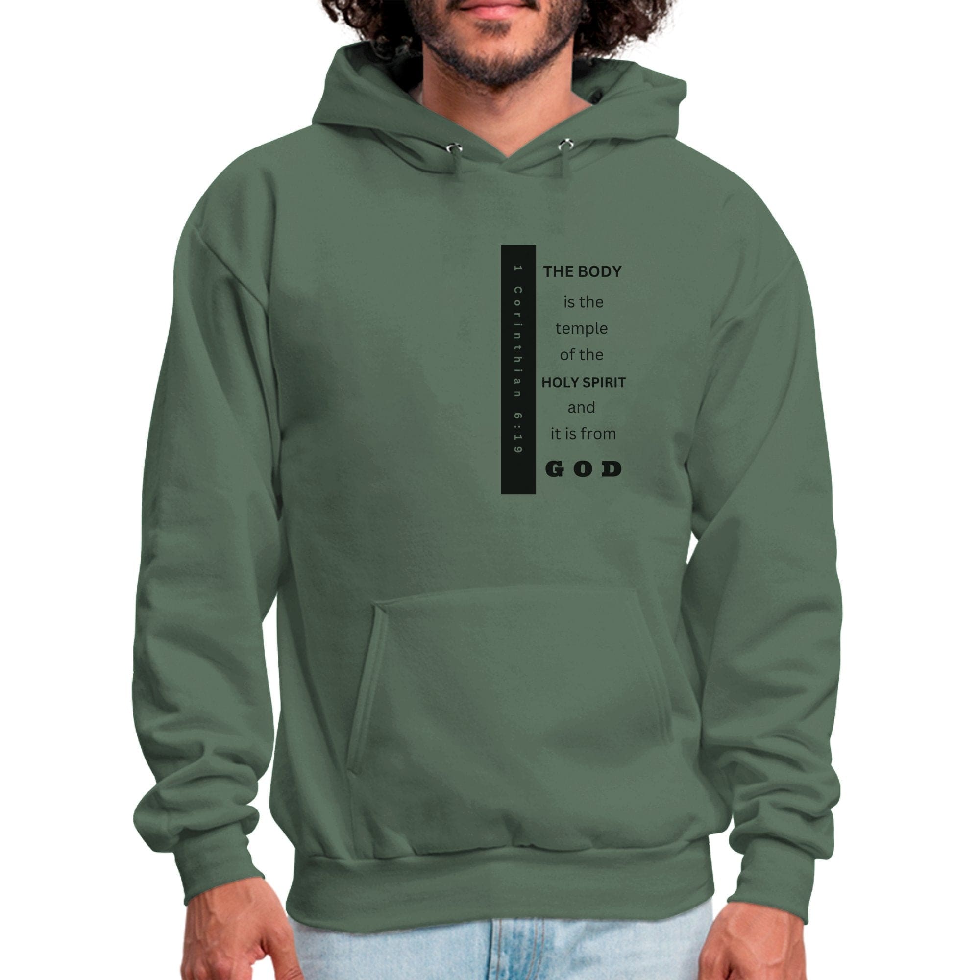 Mens Graphic Hoodie - the Body is the Temple of the Holy Spirit - P's One-Stop Shop 