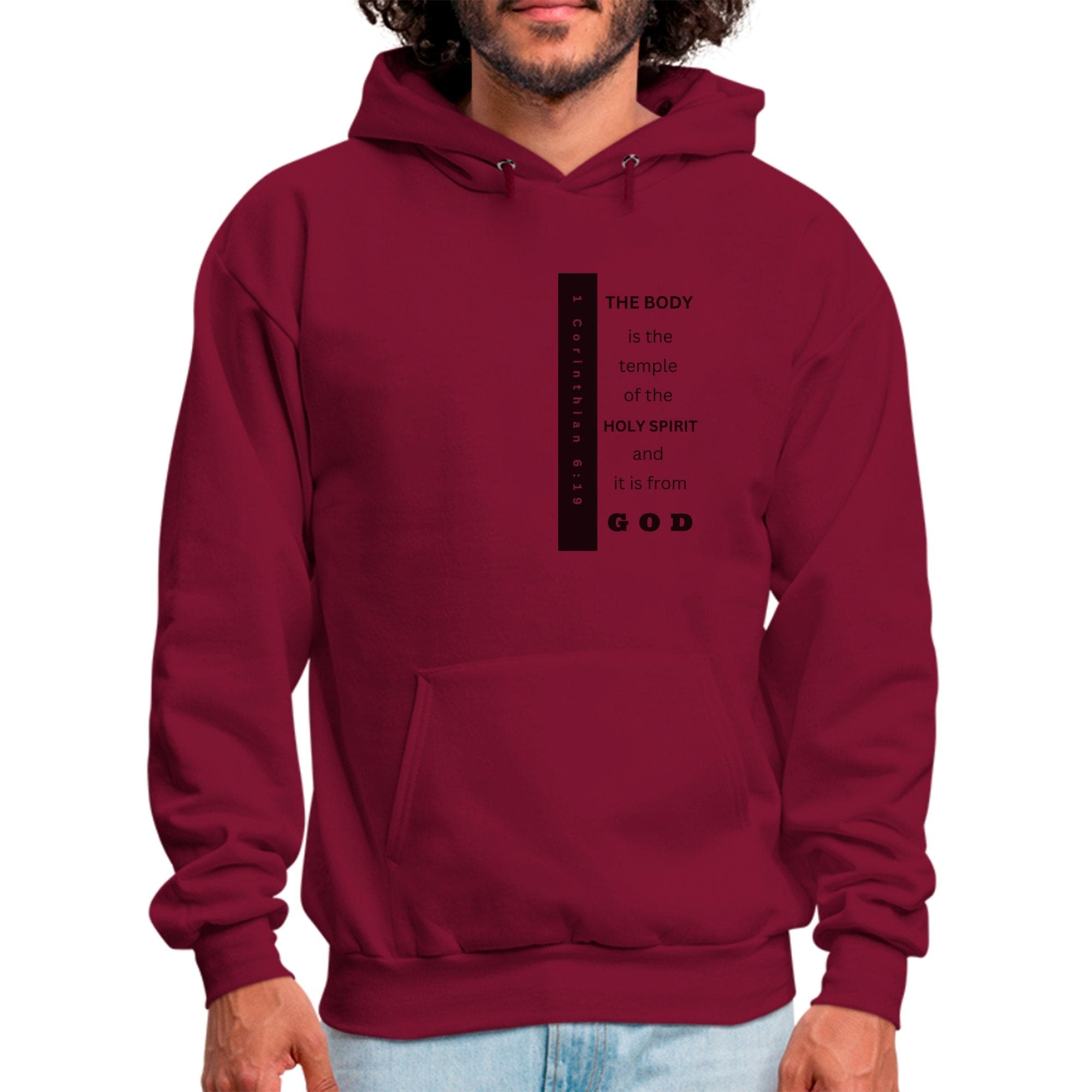 Mens Graphic Hoodie - the Body is the Temple of the Holy Spirit - P's One-Stop Shop 