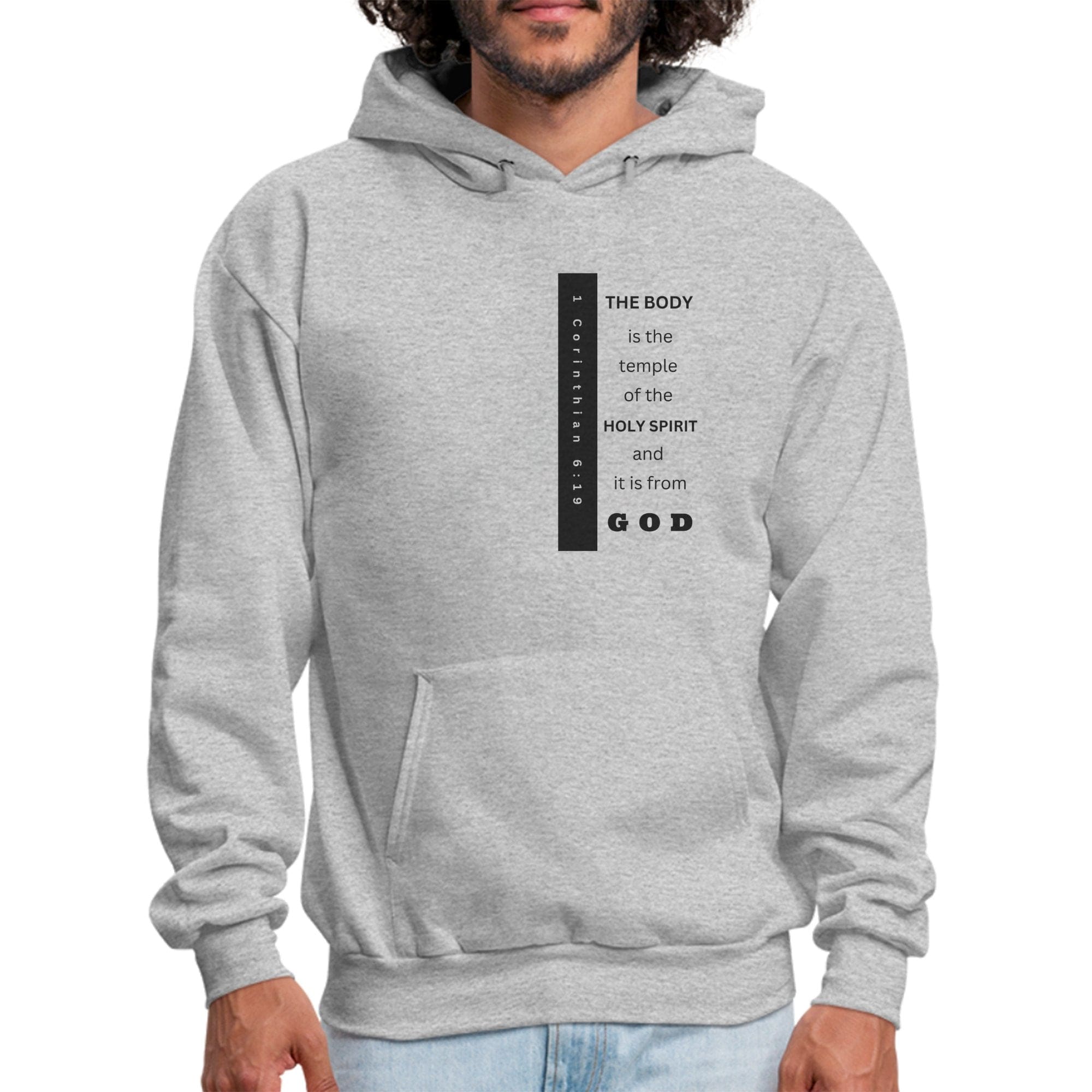 Mens Graphic Hoodie - the Body is the Temple of the Holy Spirit - P's One-Stop Shop 