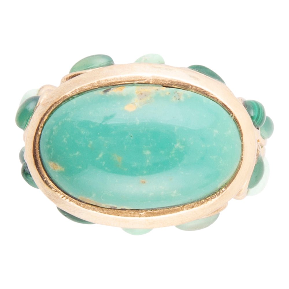 Multi Green Stones Golden Statement Ring - P's One-Stop Shop 