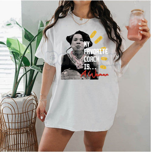 "My Favorite Coach is… A Woman" T-Shirt - Empowering Women in Sports Graphic Tee, Female Coach Appreciation Shirt, Girl Power Athletics Apparel, Sports Mentor Inspirational Top - P's One-Stop Shop 