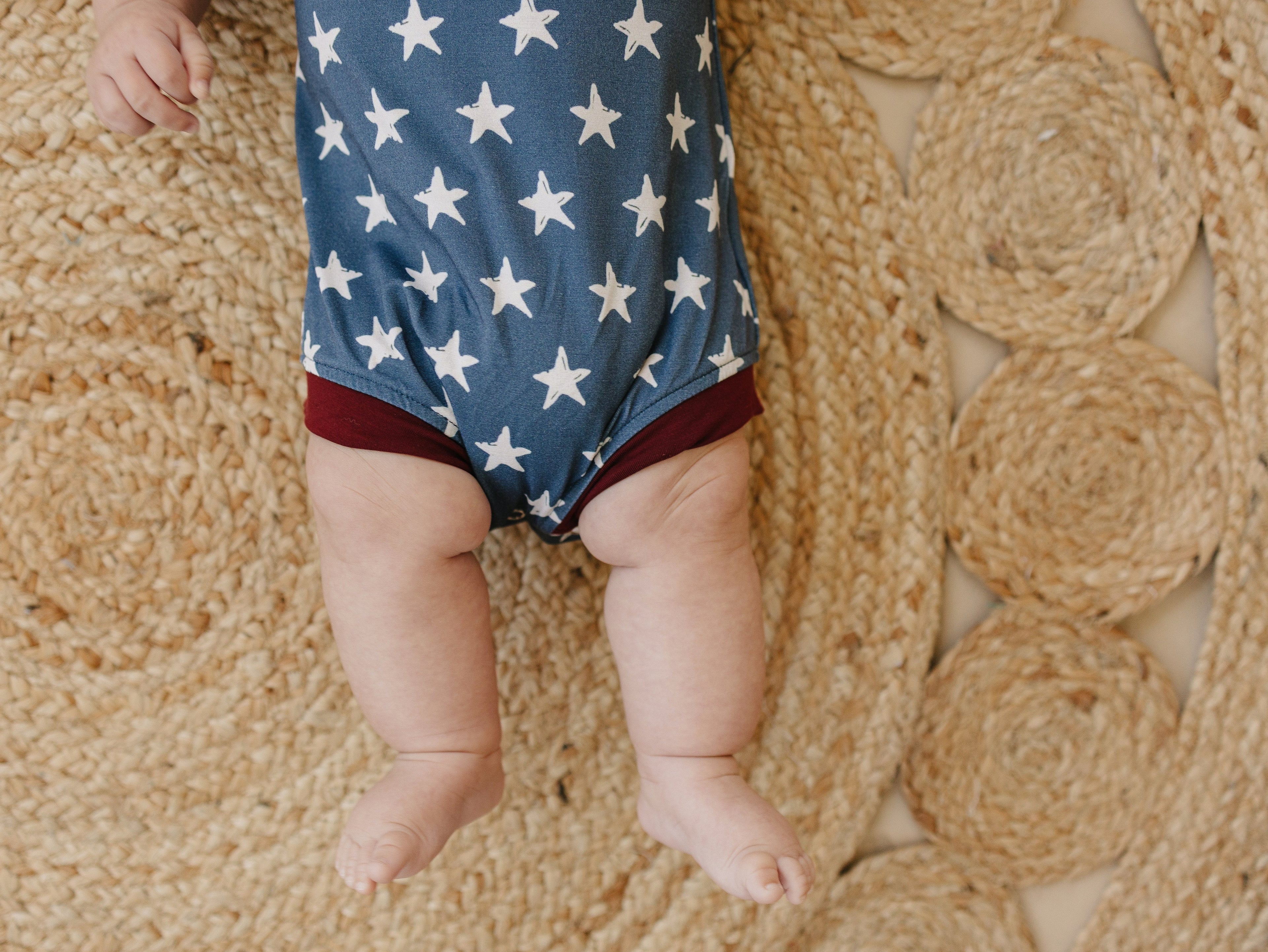 Navy Stars Henley Bamboo Romper - P's One-Stop Shop 