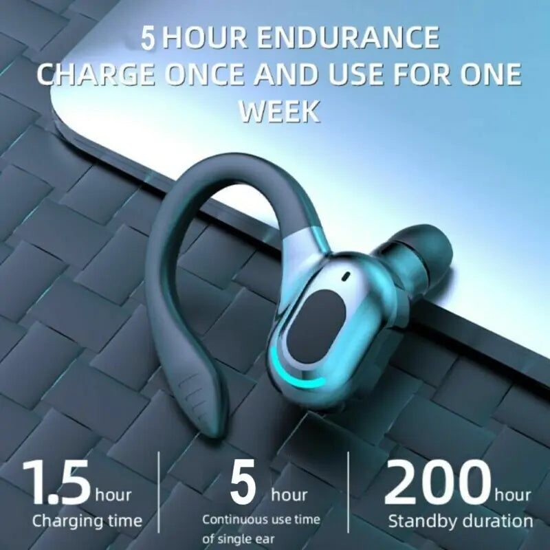 New Bluetooth 5.1 Headset Wireless Earbuds Earphones Stereo Headphones Ear Hook - P's One-Stop Shop 
