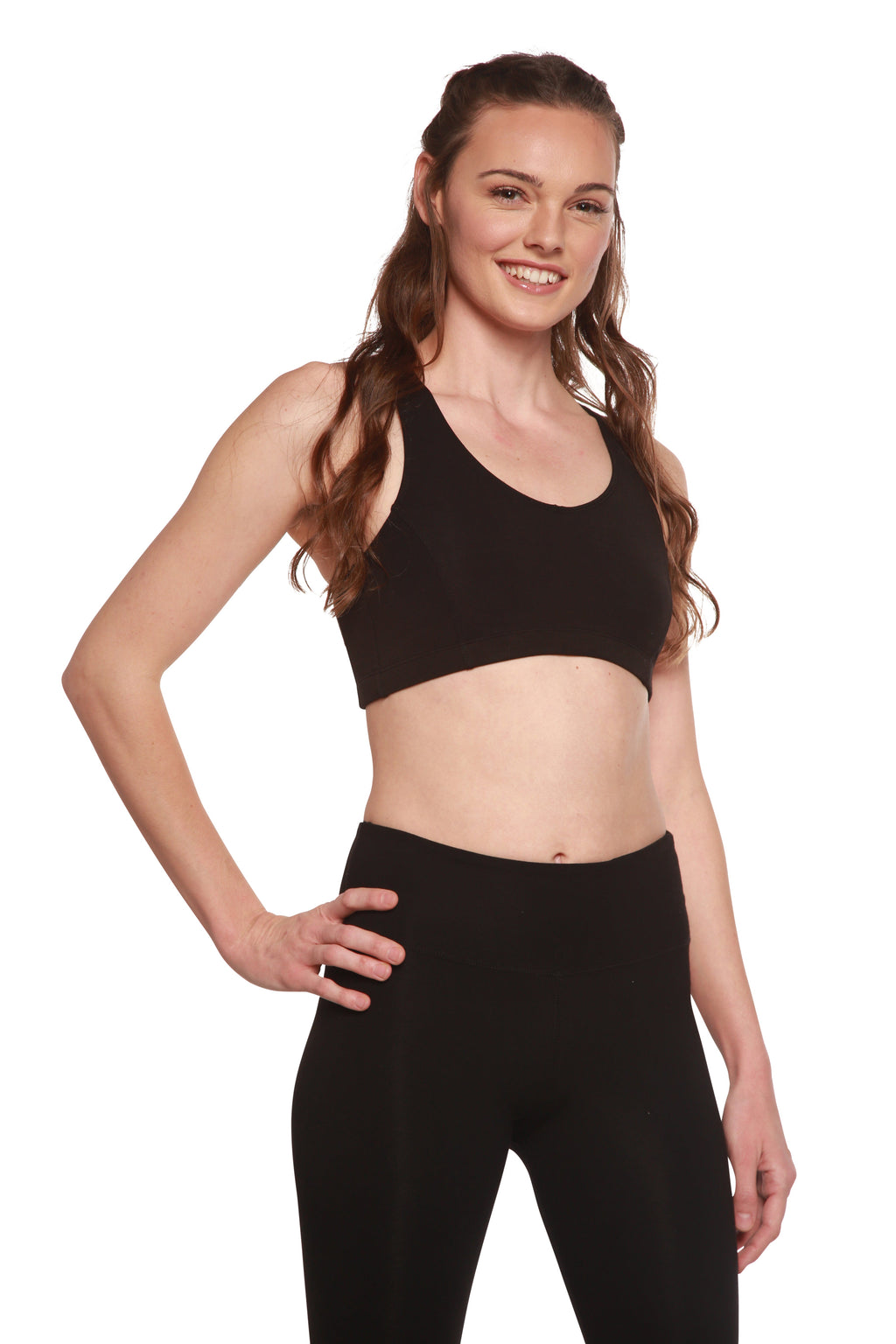 New Women's Bamboo Padded Sports Bra in Black - P's One-Stop Shop 