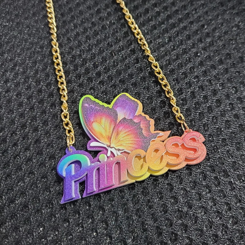 Personalised Kids Pendants acrylic Any Cartoon Character Nameplate Necklaces - P's One-Stop Shop 