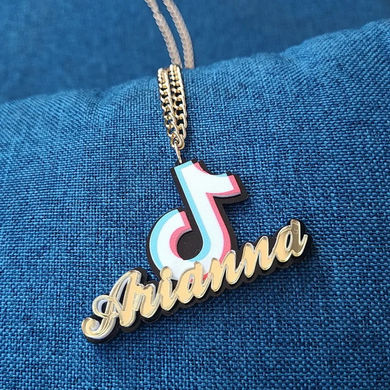 Personalised Kids Pendants acrylic Any Cartoon Character Nameplate Necklaces - P's One-Stop Shop 