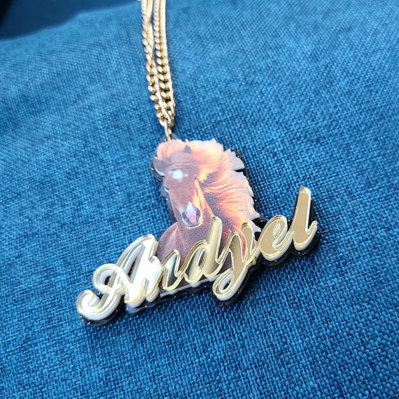 Personalised Kids Pendants acrylic Any Cartoon Character Nameplate Necklaces - P's One-Stop Shop 