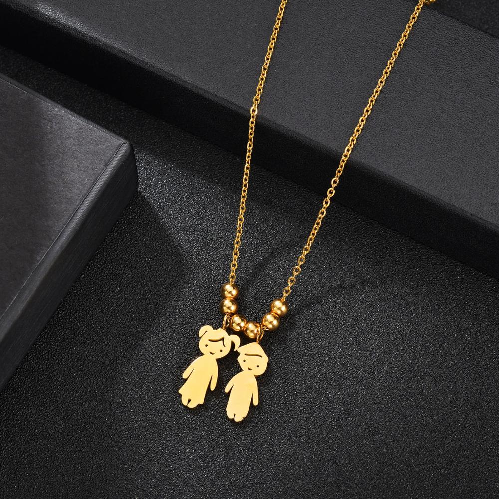 Personalized Boy Girl Kids Pendant Necklace Women Child Engraved Name Date Family Jewelry - P's One-Stop Shop 