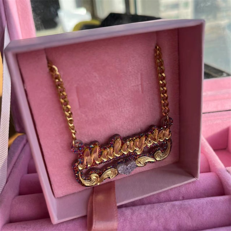 Personalized Colorful Acrylic Name Necklace For Kids Baby - P's One-Stop Shop 