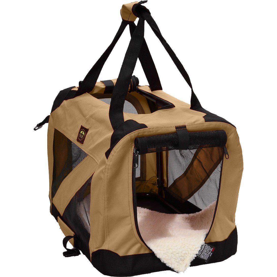 Pet Life ® '360° Vista View' Zippered Soft Folding Collapsible Durable Metal Framed Pet Dog Crate House Carrier - P's One-Stop Shop 