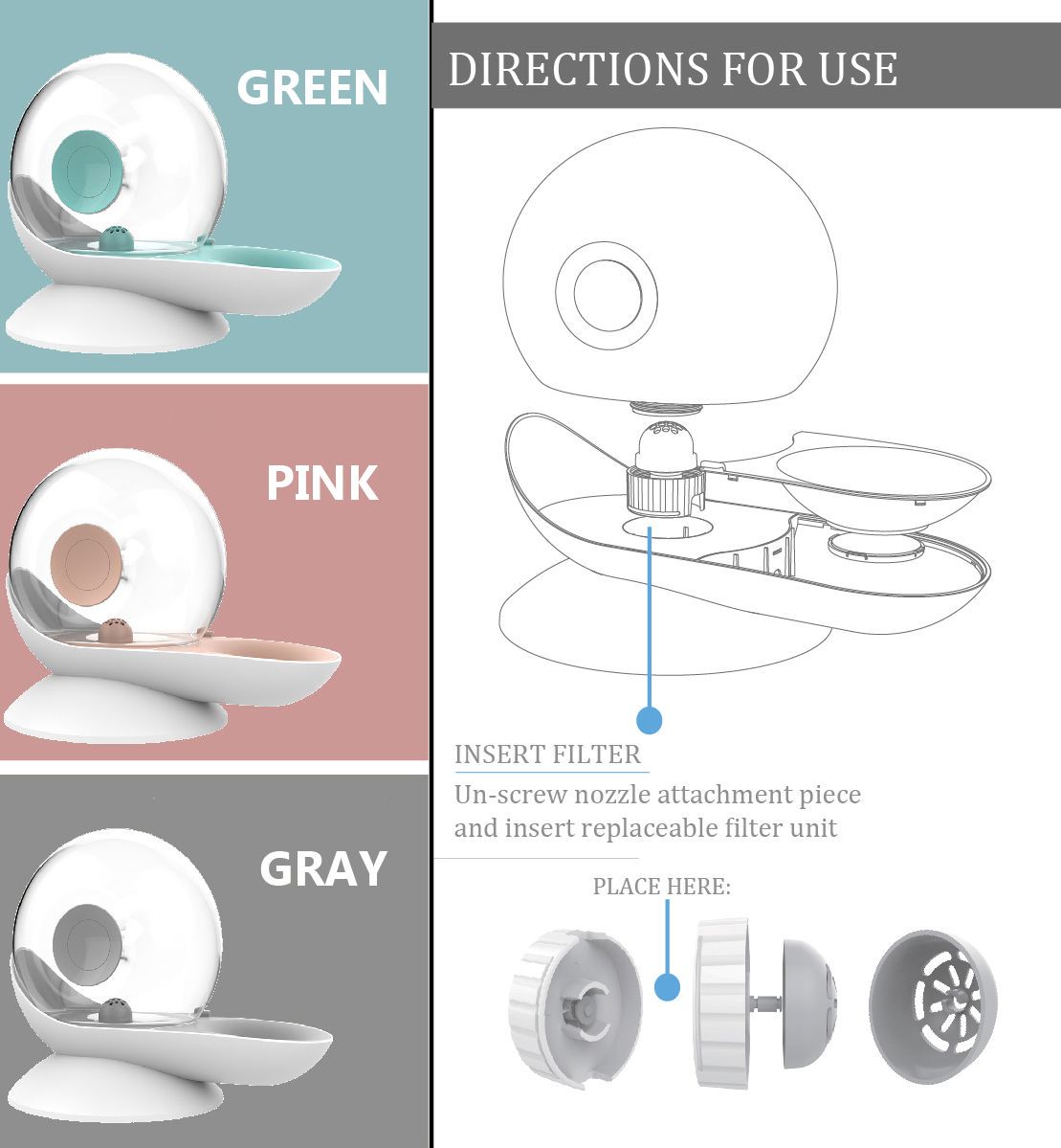Pet Life ® 'Auto-Myst' Snail Shaped 2-in-1 Automated Gravity Pet Filtered Water Dispenser and Food Bowl - P's One-Stop Shop 