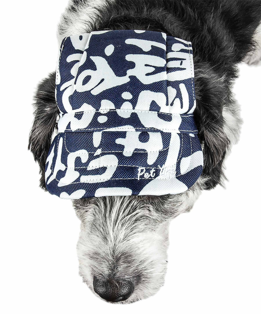 Pet Life ®  'Bone Cappa' Graffiti Sculptured Uv Protectant Adjustable Fashion Dog Hat Cap - P's One-Stop Shop 
