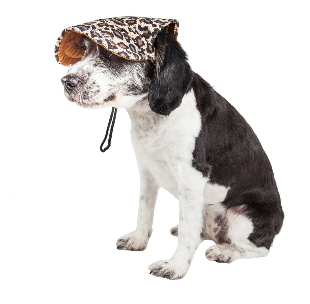 Pet Life ®  'Cheetah Bonita' Cheetah Patterned Uv Protectant Adjustable Fashion Dog Hat Cap - P's One-Stop Shop 