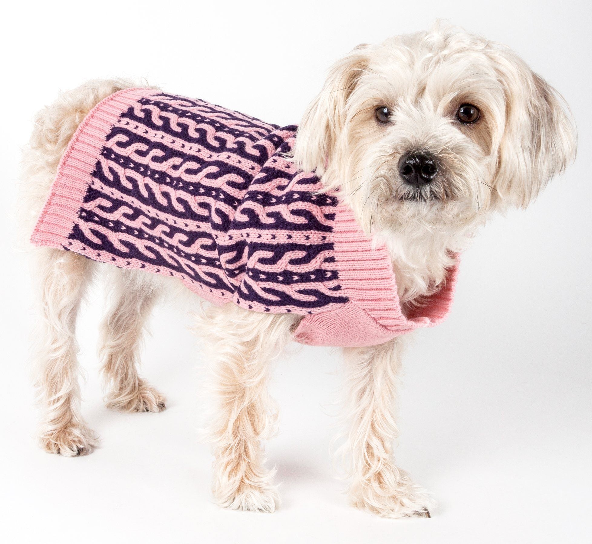 Pet Life ® 'Harmonious' Dual Color Weaved Heavy Cable Knitted Fashion Designer Dog Sweater - P's One-Stop Shop 
