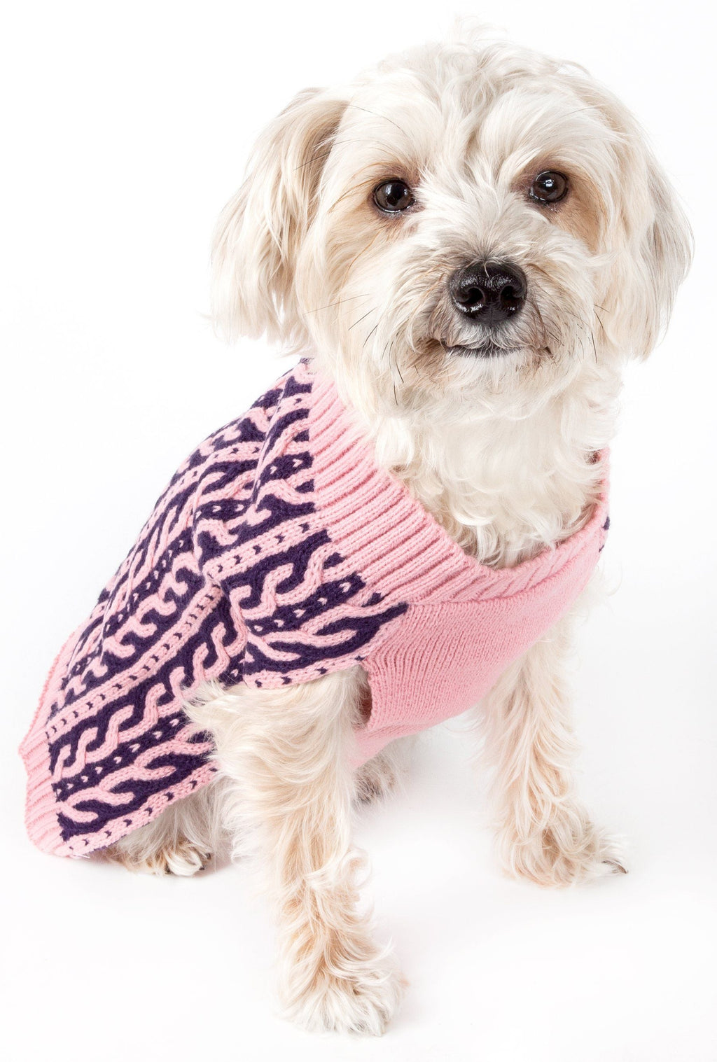 Pet Life ® 'Harmonious' Dual Color Weaved Heavy Cable Knitted Fashion Designer Dog Sweater - P's One-Stop Shop 