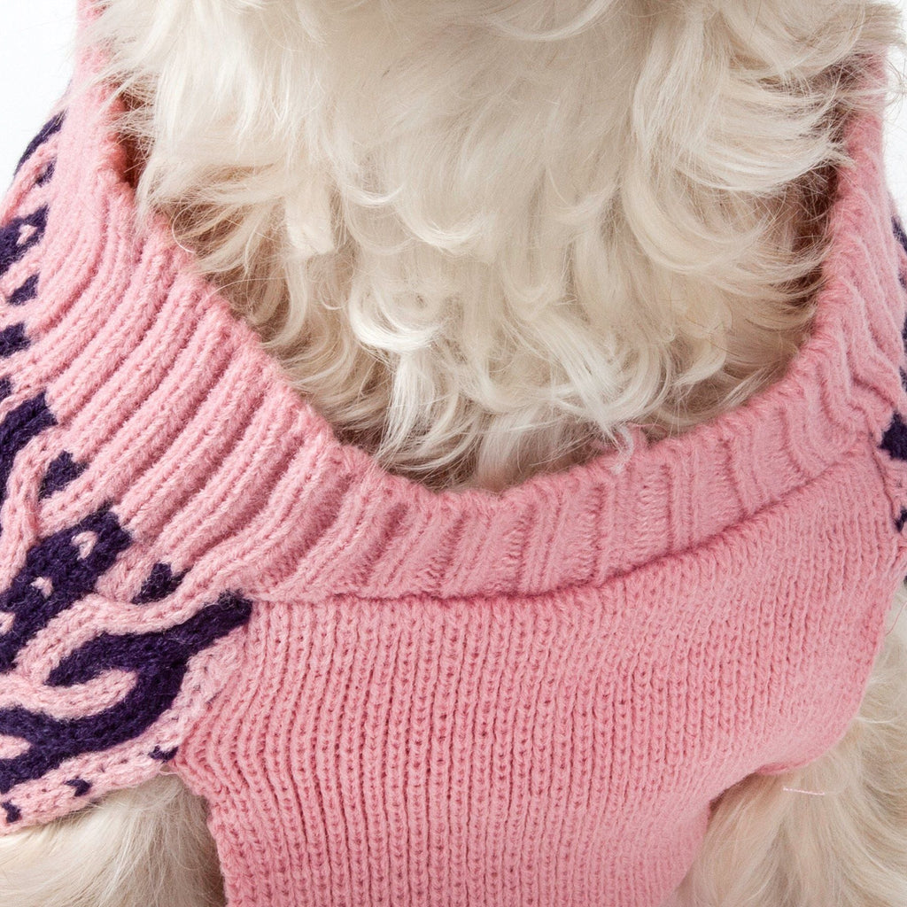 Pet Life ® 'Harmonious' Dual Color Weaved Heavy Cable Knitted Fashion Designer Dog Sweater - P's One-Stop Shop 