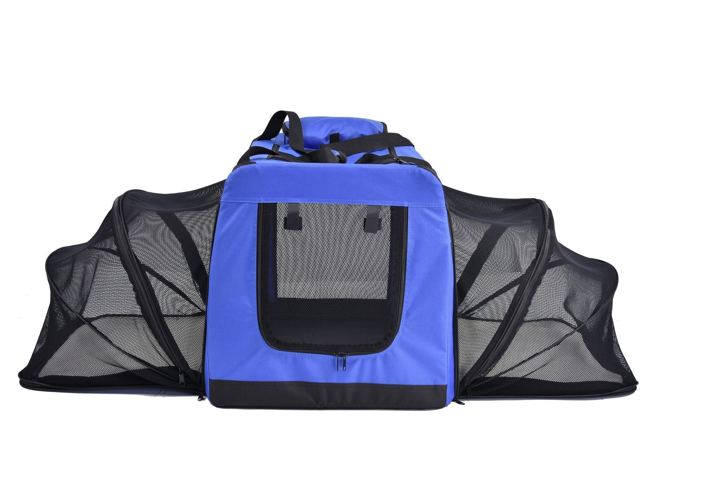 Pet Life ®  'Hounda Accordion' Metal Framed Soft-Folding Collapsible Dual-Sided Expandable Pet Dog Crate - P's One-Stop Shop 