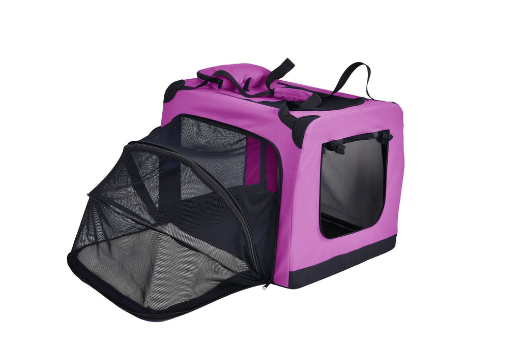 Pet Life ®  'Hounda Accordion' Metal Framed Soft-Folding Collapsible Dual-Sided Expandable Pet Dog Crate - P's One-Stop Shop 