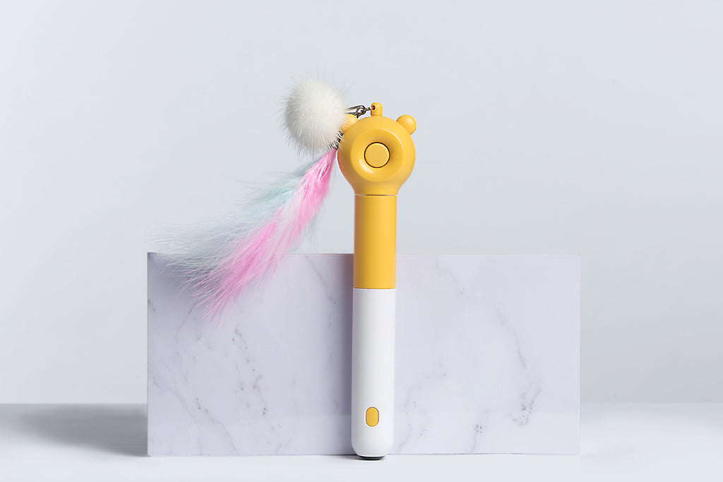 Pet Life ® 'KITIQUE" 3-in-1 Retractable and Extendable Feathered and Laser Wand Kitty Cat Teaser - P's One-Stop Shop 