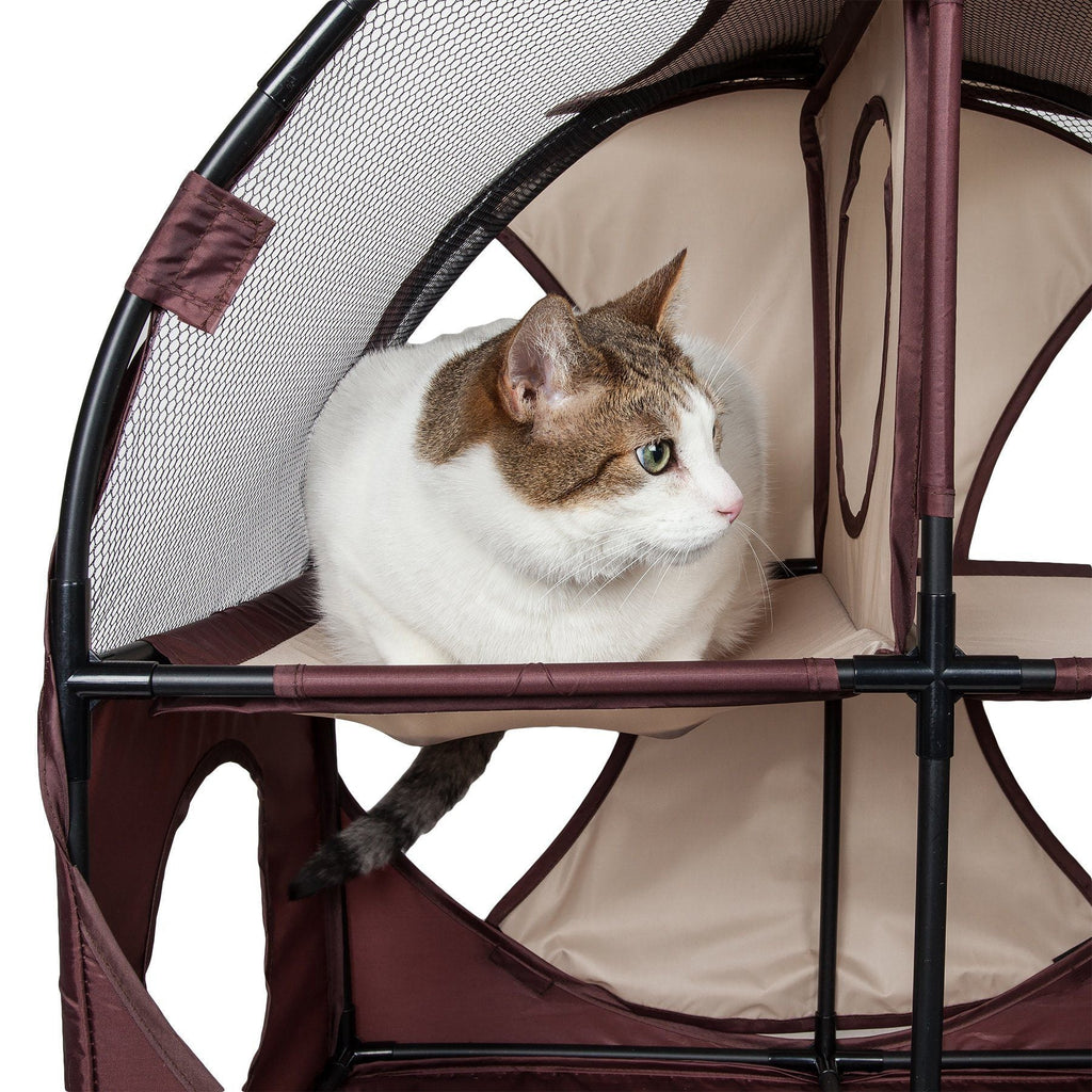 Pet Life ® 'Kitty-Play' Collapsible Travel Interactive Kitty Cat Tree Maze House Lounger Tunnel Lounge - P's One-Stop Shop 