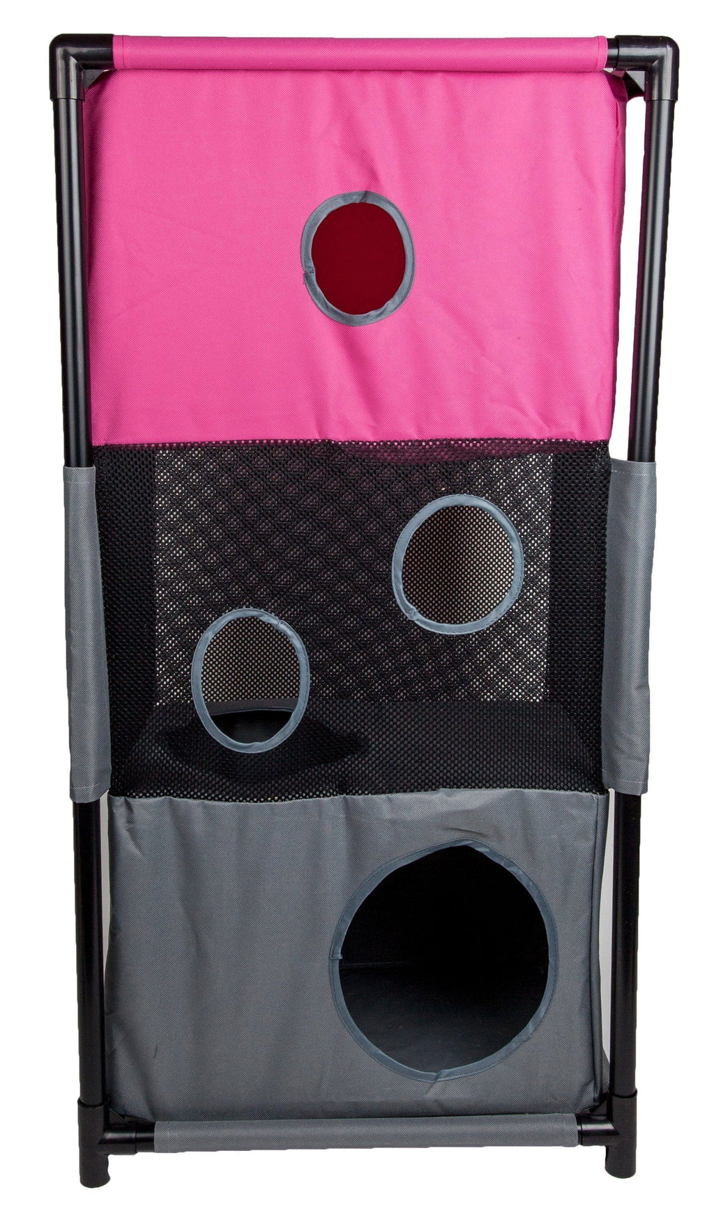 Pet Life ® 'Kitty-Square' Collapsible Travel Interactive Kitty Cat Tree Maze House Lounger Tunnel Lounge - P's One-Stop Shop 