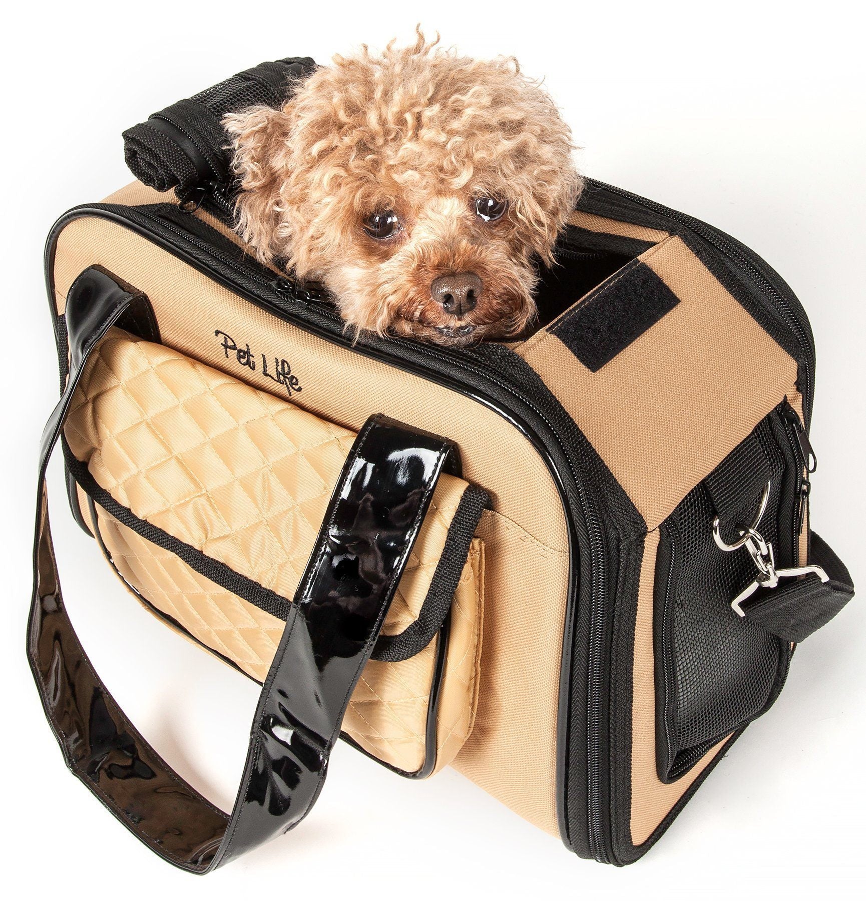 Pet Life ® Mystique Airline Approved Fashion Designer Travel Pet Dog Carrier w/ Pouch - P's One-Stop Shop 
