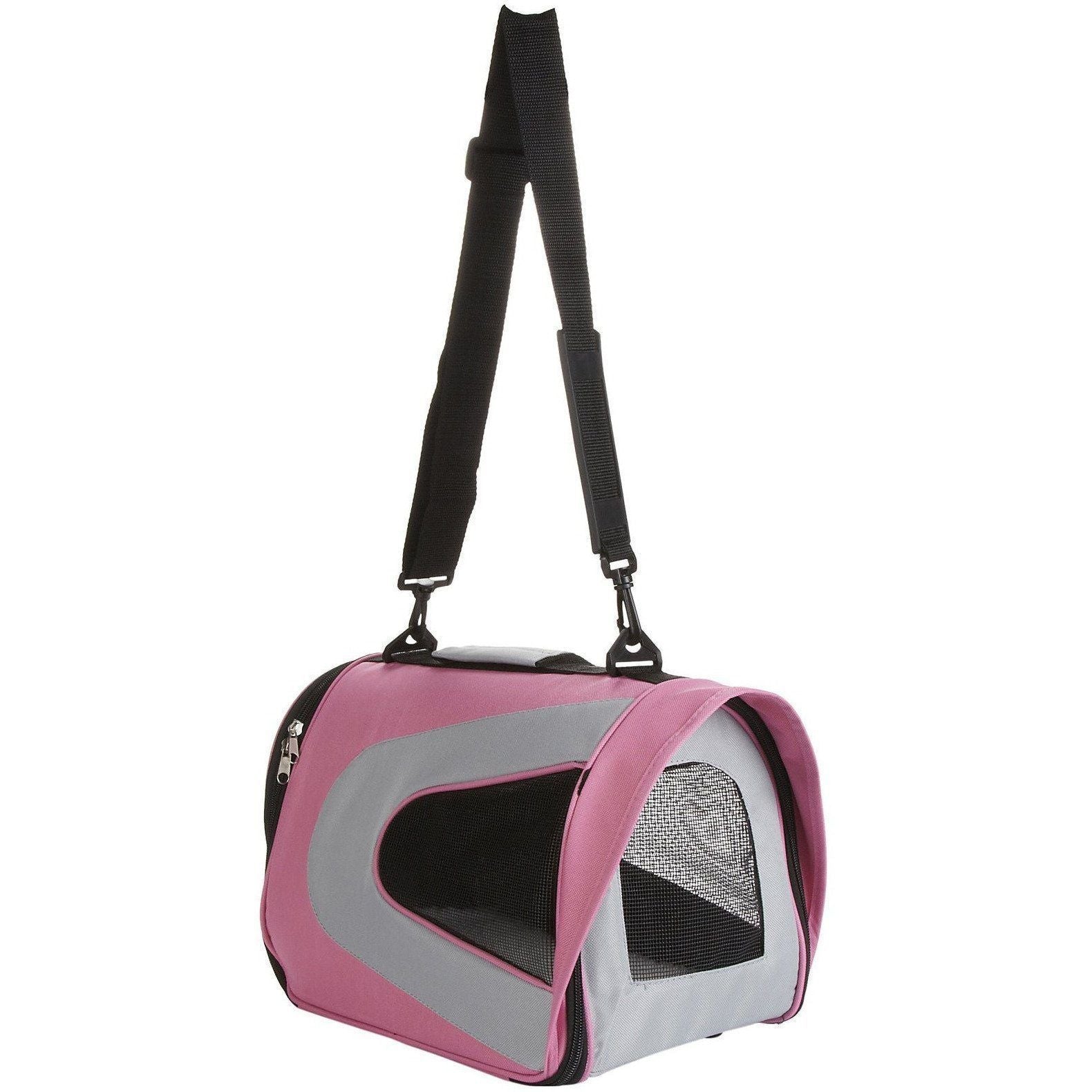 Pet Life ® Sporty Mesh Airline Approved Zippered Folding Collapsible Travel Pet Dog Carrier - P's One-Stop Shop 