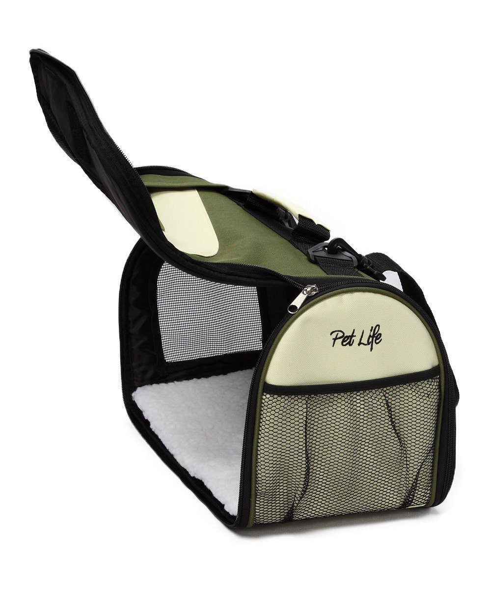 Pet Life ® Sporty Mesh Airline Approved Zippered Folding Collapsible Travel Pet Dog Carrier - P's One-Stop Shop 