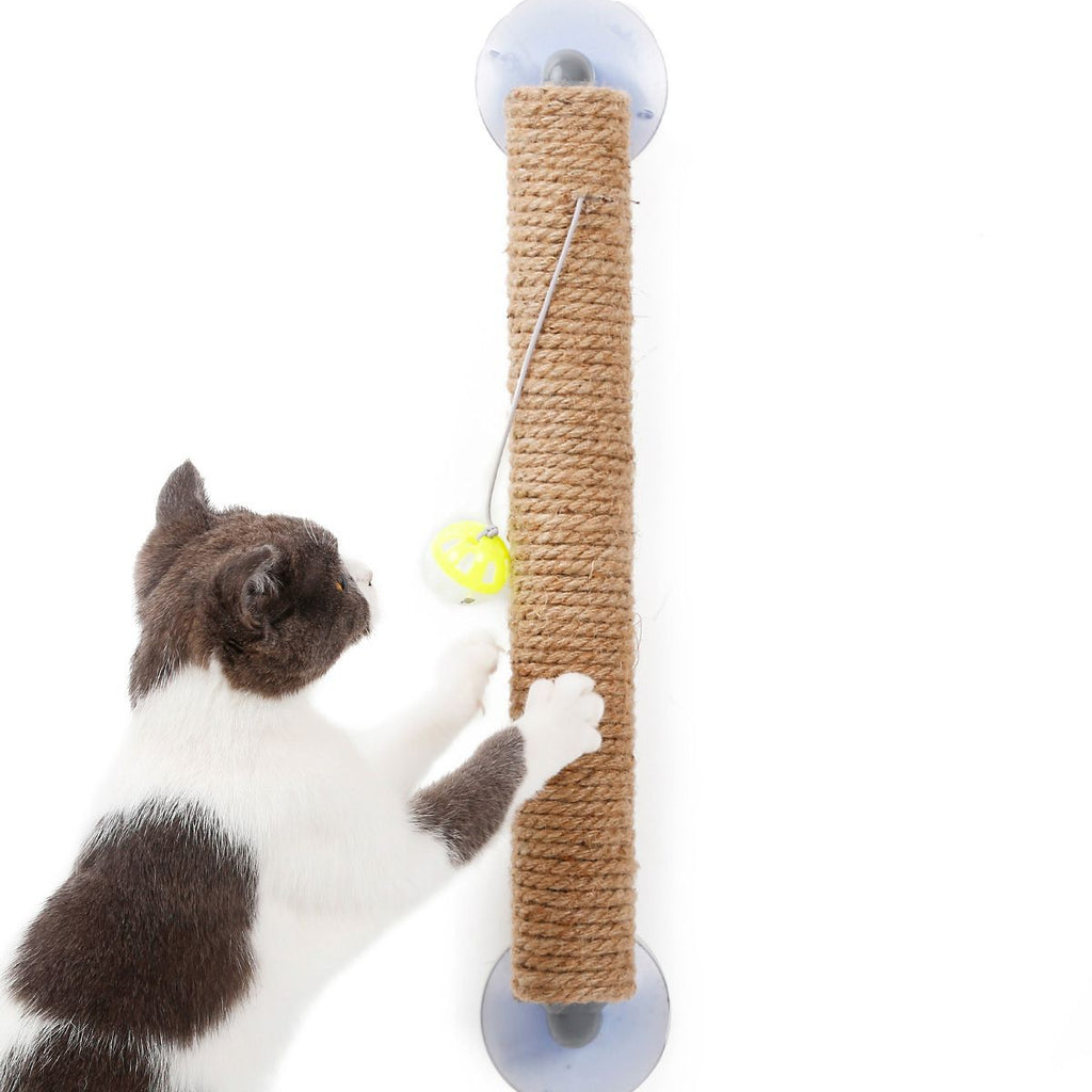 Pet Life ® 'Stick N' Claw' Sisal Rope and Toy Suction Cup Stick Shaped Cat Scratcher - P's One-Stop Shop 