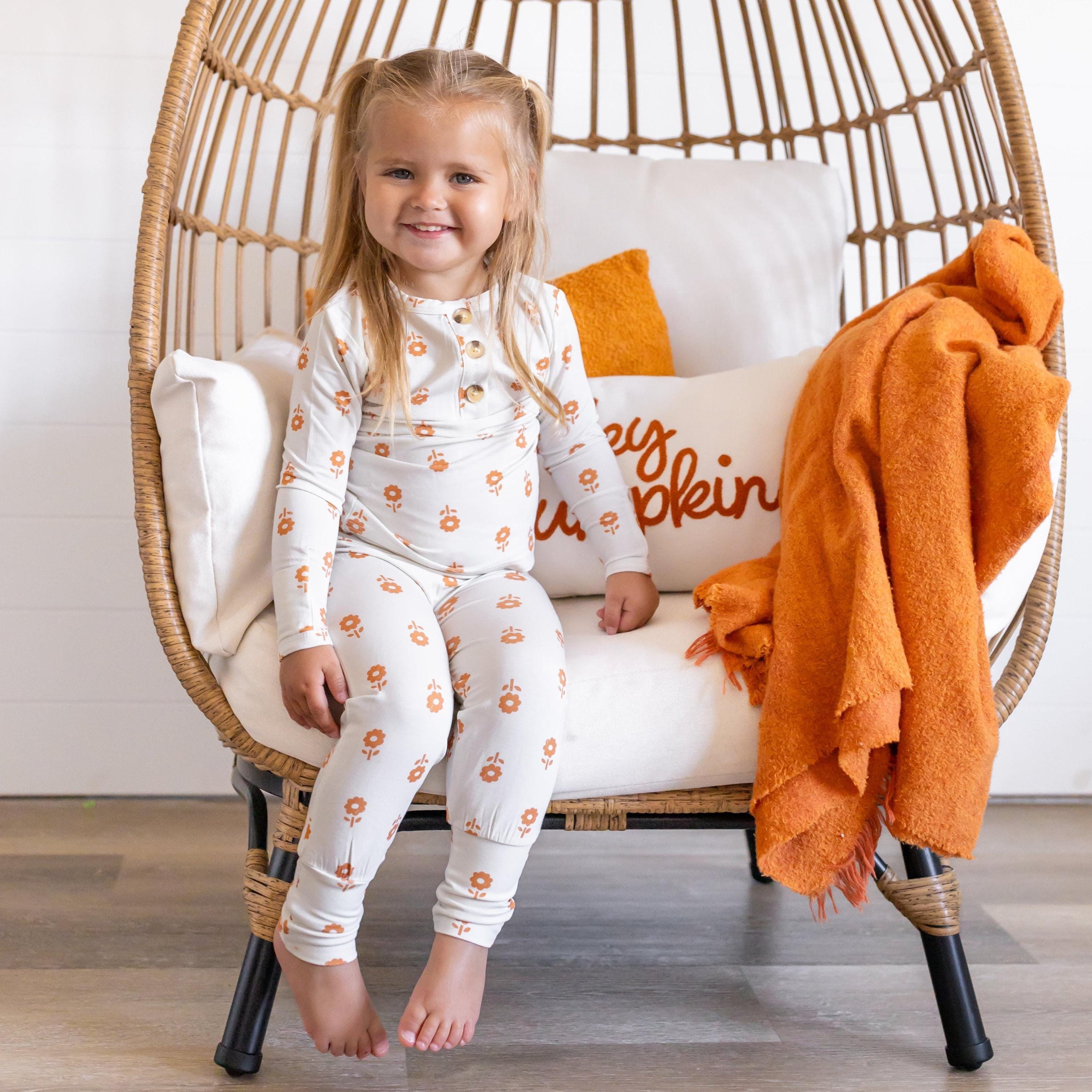 Pumpkin Posie Bamboo Pajamas: Fall Baby & Toddler PJs - P's One-Stop Shop 