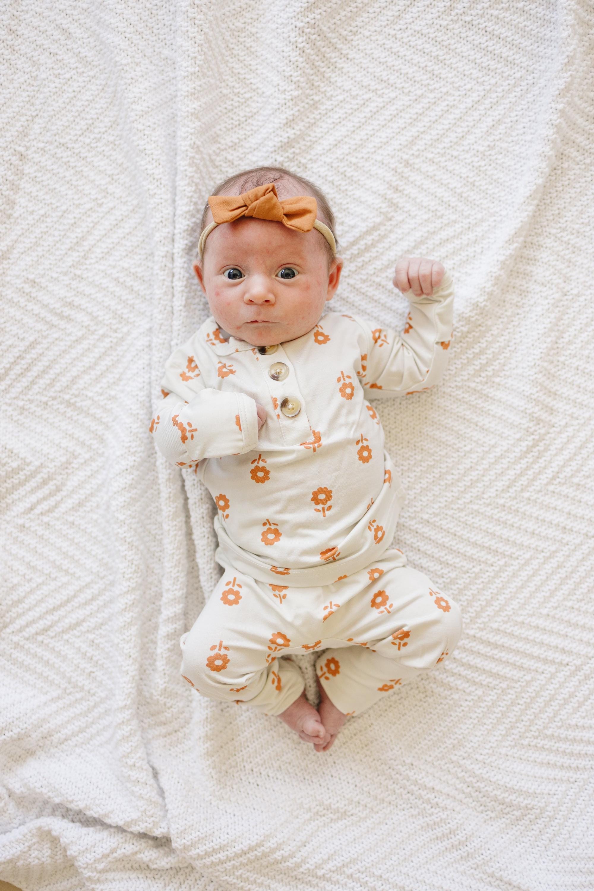 Pumpkin Posie Bamboo Pajamas: Fall Baby & Toddler PJs - P's One-Stop Shop 