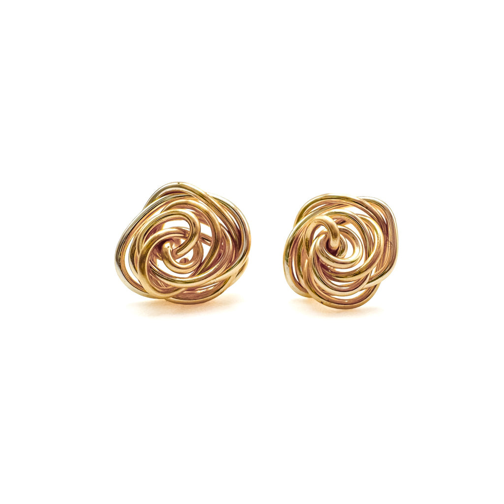 Rosette gold stud earrings - P's One-Stop Shop 
