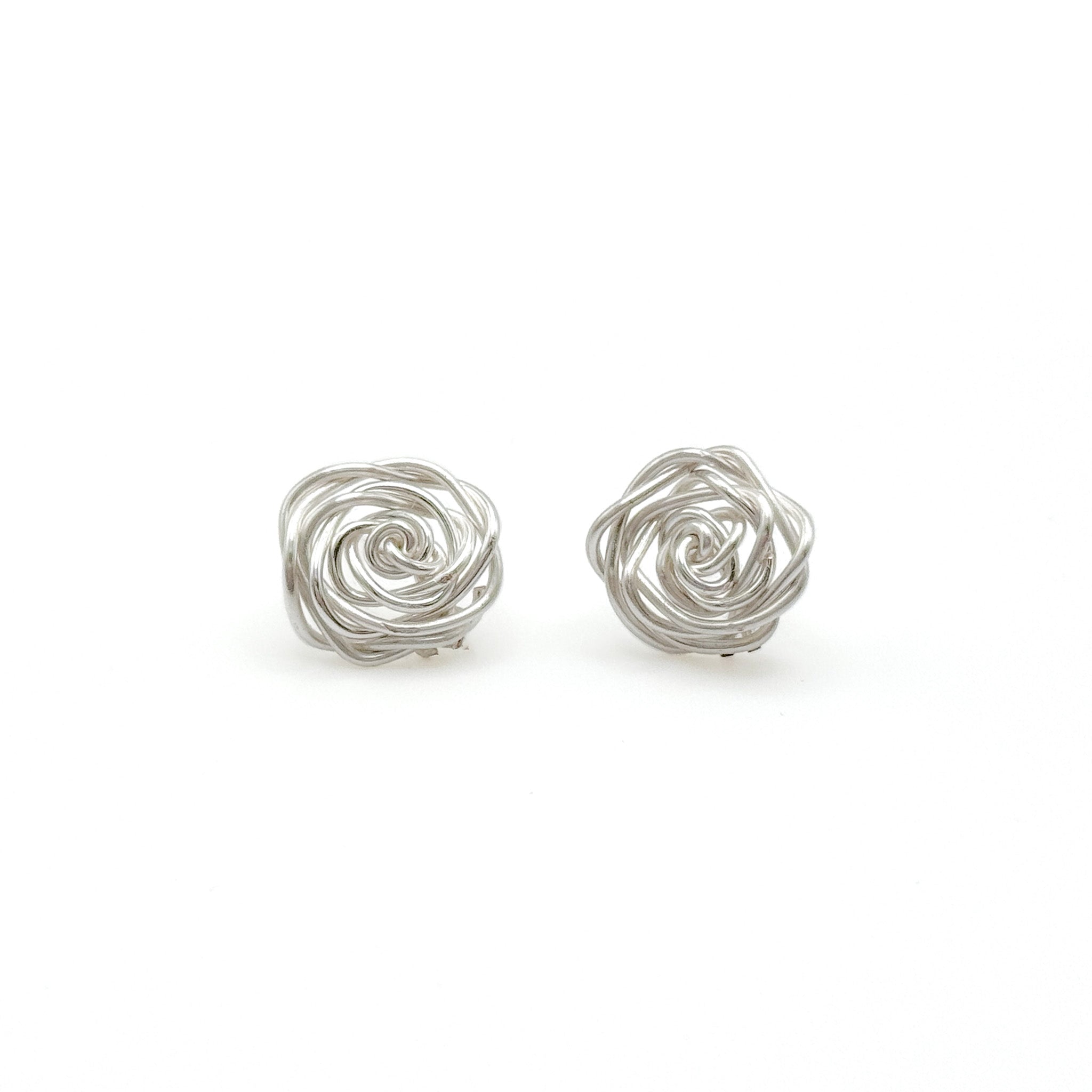 Rosette silver stud earrings - P's One-Stop Shop 