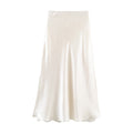 Satin Acetate Lace Patchwork Slit Skirt Long Skirt - P's One-Stop Shop 
