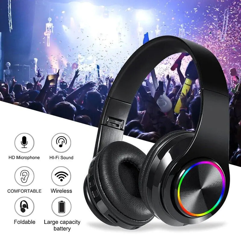 Super Bass Wireless Bluetooth Headphones Foldable Stereo Earphones Headsets Mic - P's One-Stop Shop 