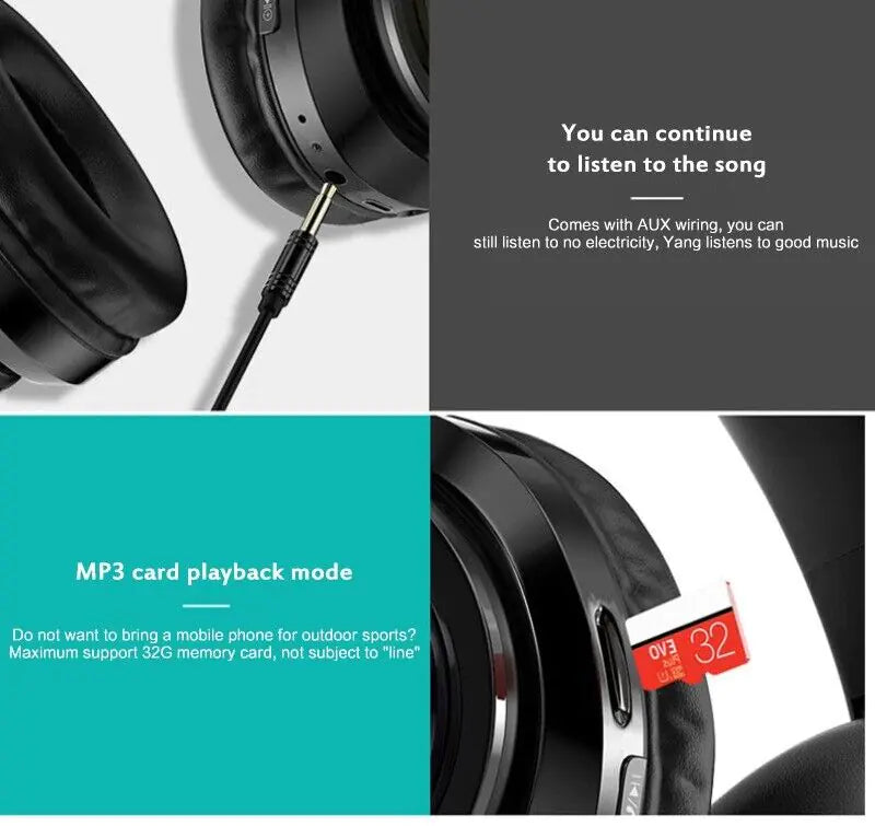 Super Bass Wireless Bluetooth Headphones Foldable Stereo Earphones Headsets Mic - P's One-Stop Shop 