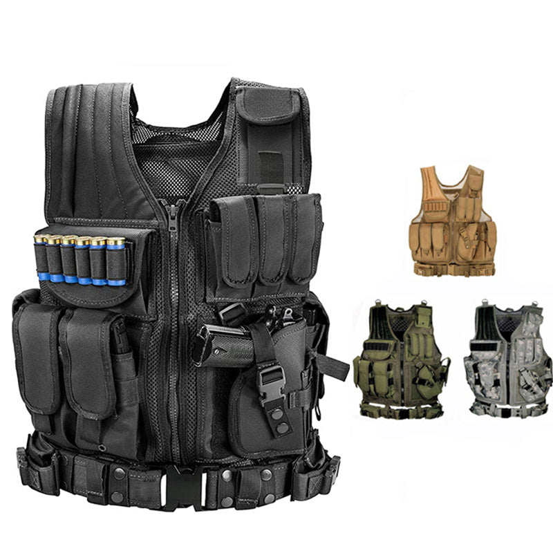 Tactical Vest Military Combat Army Armor Vests Molle Airsoft Plate Carrier Swat Vest Outdoor Hunting Fishing CS Training Vest - P's One-Stop Shop 