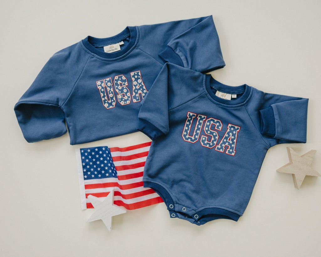 USA Daisy Sweatshirt Romper - P's One-Stop Shop 