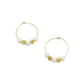 White Jade & Gold Plated Bead Hoop Earrings - P's One-Stop Shop 