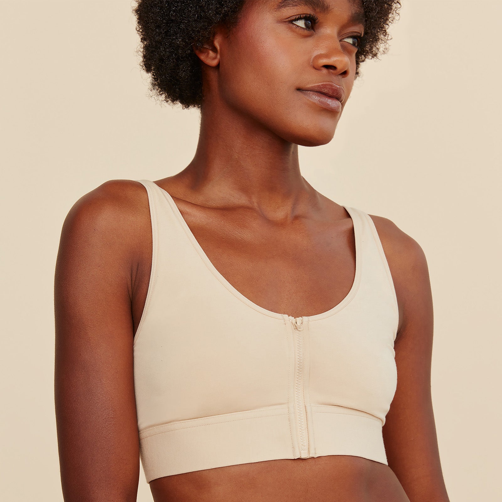 Wilderness Front‑Closure Cotton Bralette - Beige - P's One-Stop Shop 