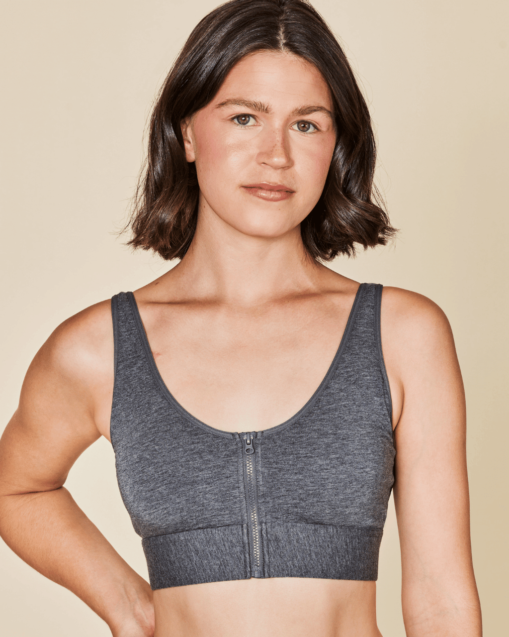 Wilderness Front‑Closure Cotton Bralette - Grey - P's One-Stop Shop 