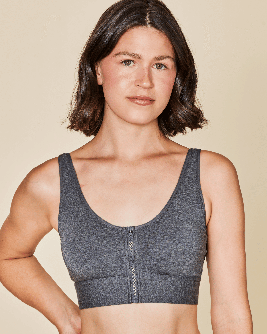 Wilderness Front‑Closure Cotton Bralette - Grey - P's One-Stop Shop 