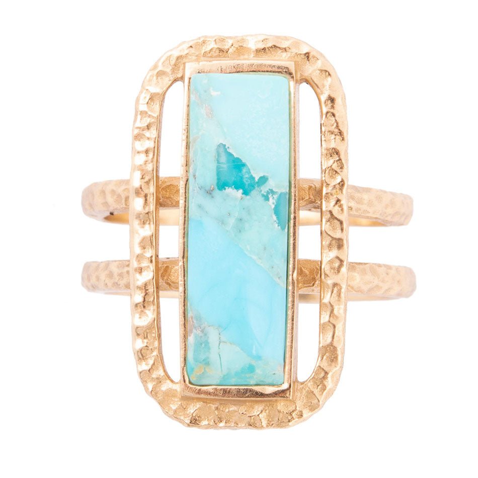 Willa Blue Turquoise Golden Statement Ring - P's One-Stop Shop 