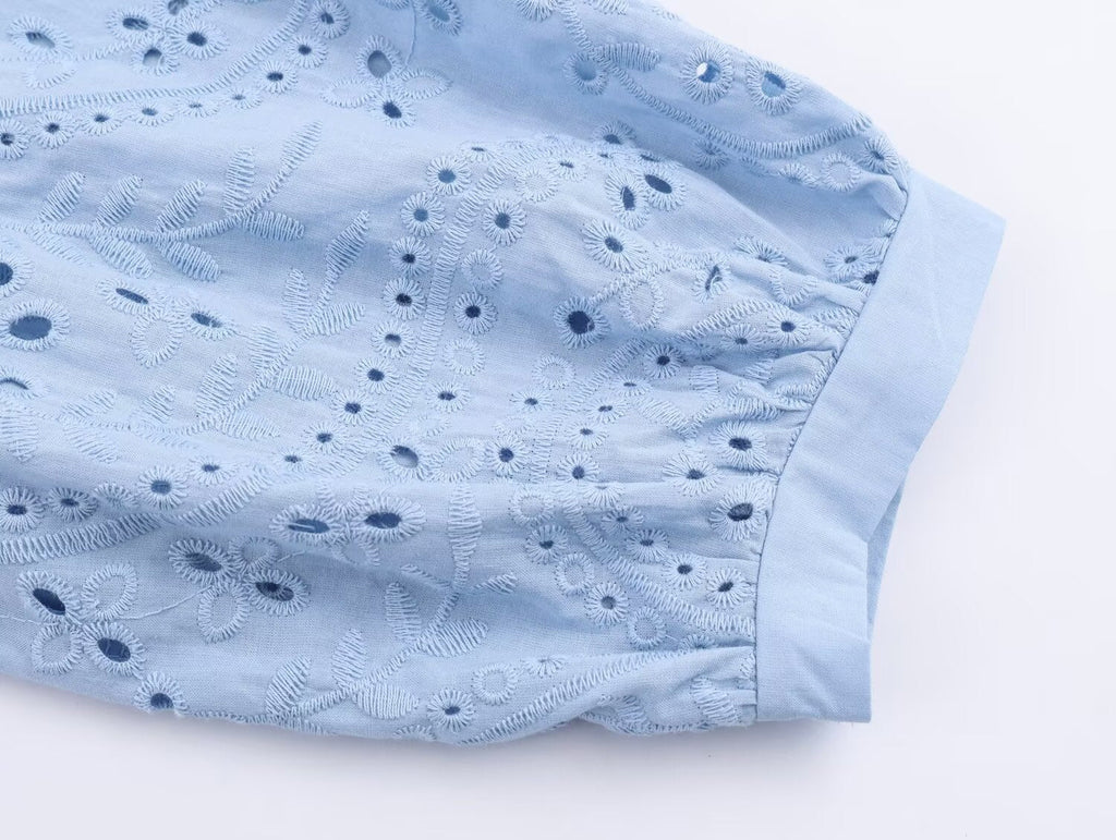 Women Clothing Autumn Hollowed out Embroidered Shirt - P's One-Stop Shop 