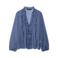Women Clothing Autumn Laminated Decoration Long Sleeve Shirt - P's One-Stop Shop 