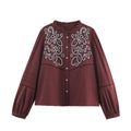 Women Clothing Casual Chest Embroidered Shirt - P's One-Stop Shop 